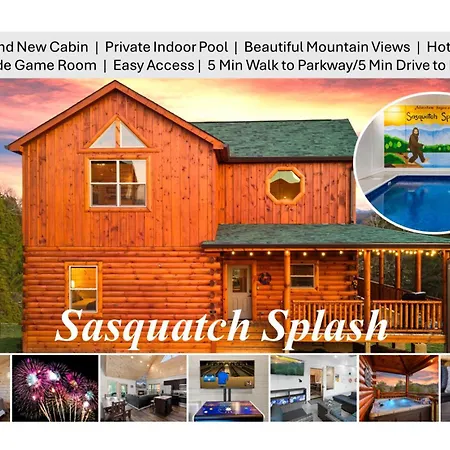 Sasquatch Splash Premier Private Pool Cabin With Hot Tub, Mtn Views, Arcade Games, Excellent Location